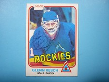 1981/82 O-PEE-CHEE NHL HOCKEY CARD #80 GLENN RESCH EX- SHARP AUTO AUTOGRAPH OPC