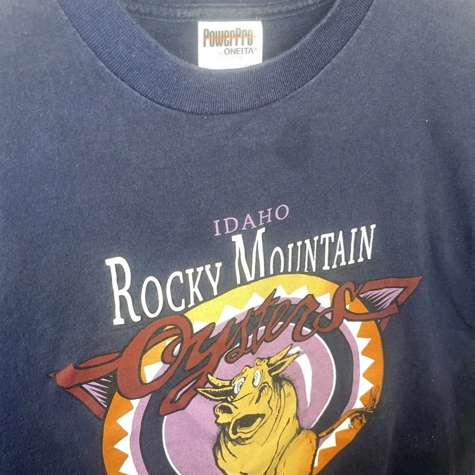 Camiseta ONEITA Rocky Mountain Oysters vintage de puntada única talla grande Foto 2 de 4