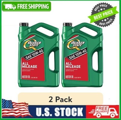(2 pack) Quaker State All Mileage 10W-40 Motor Oil, 5 Quart