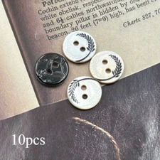 10x Natural Shell Flat Button 2-hole Garment DIY Shirt Sew Crafts 11.5mm Costume