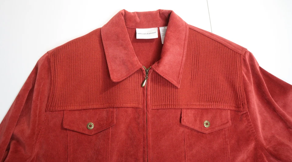 ALFRED DUNNER - JAQUETA FEMININA DE VELUDO LARANJA COM ZÍPER COMPLETO - TAMANHO 18 - Imagem 3 de 4