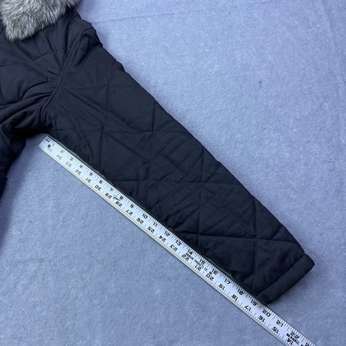 Ariat Coat Womens M Black Quilted Zip Faux Fur Trim Bling Western Country Jacket - Picture 11 of 13
