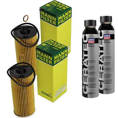 2x MANN-FILTER Ölfilter HU 6004 x + 2x LIQUI MOLY Cera Tec 3721