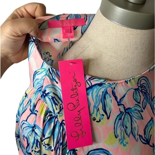 Lilly Pulitzer Maisel Top Sweet Pea Pink Chasing the Sun Floral Blouse Sz Small - Picture 12 of 14