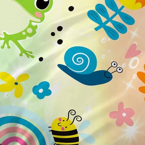 Rainbow Fitted Sheet Set,Cute Frogs Butterflies Bedding Size for Queen