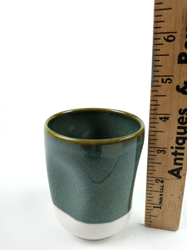 STARBUCKS glazed coffee mug tea cup PINCHED HANDLELESS 2008 Tea Green 8 oz. - Picture 5 of 5