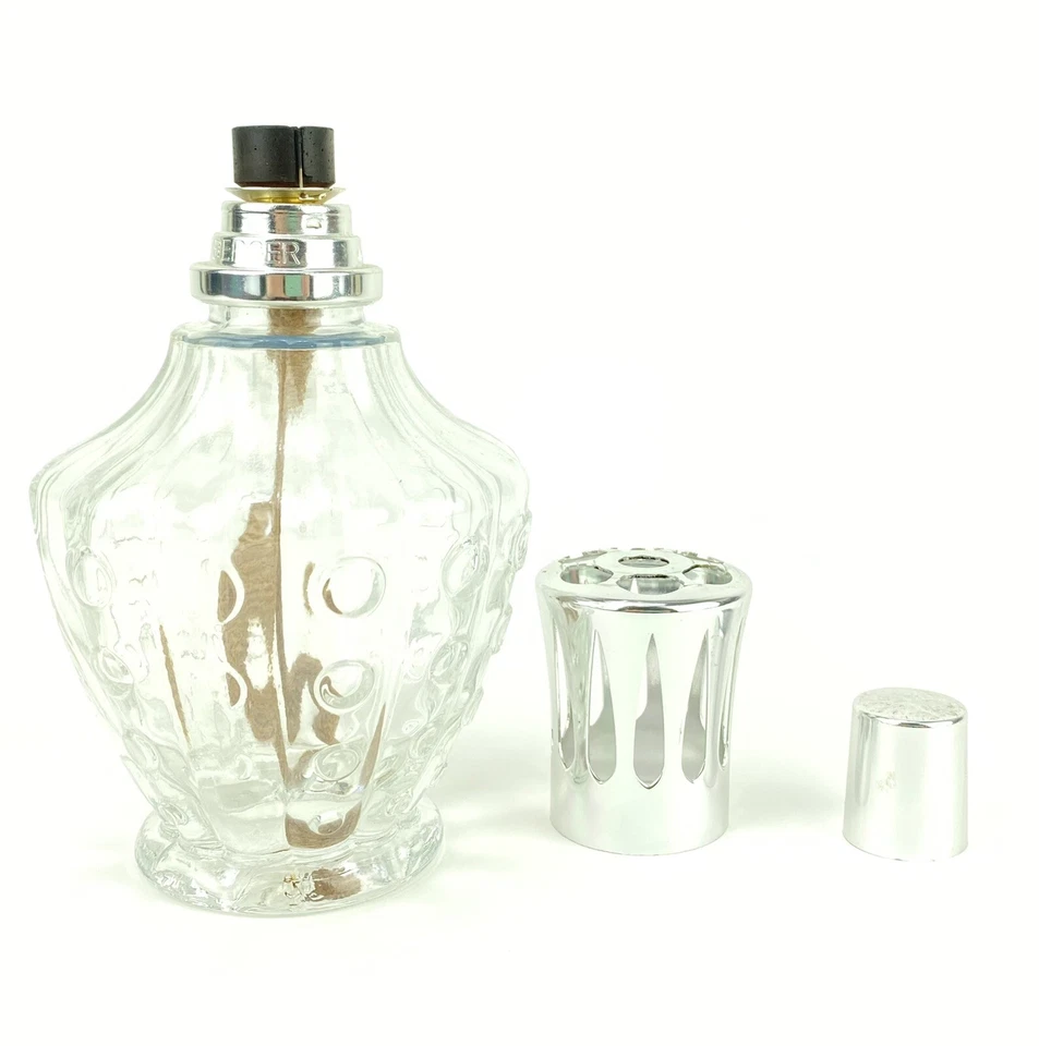 Lámpara de aceite Lampe Berger Paris vidrio transparente estilo perfume botella puntos - vacía - usada Foto 3 de 4