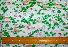 1 yard of Peter Pan Fabrics WINTER SNOW SKIING SCENE 100% Cotton Fabric