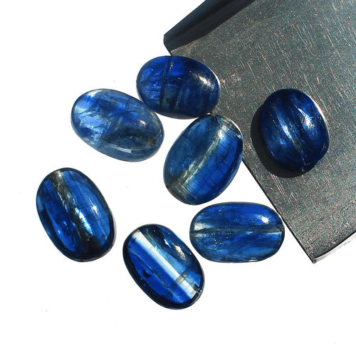 7 Pcs Natural Blue Kyanite Top Quality 10.5mm-12.6mm Oval Cabochon Gemstones Lot - Picture 6 of 15
