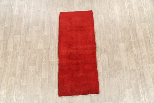 Modern Rust Red Solid Gabbeh Contemporary Hand-made Runner Rug 2' 10" x 6' 6" - Picture 2 of 16