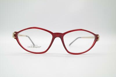 Vintage Laura Biagiotti V 633 Burgundy Gold Oval Glasses Frame NOS