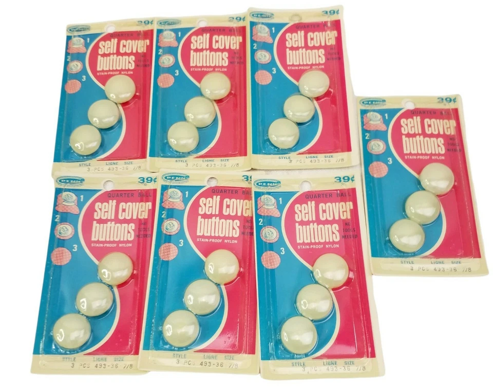 Vintage Penn Quarter Ball Self Cover Buttons White Nylon Ligne 36 Style 493 Lot - Image 2 of 4