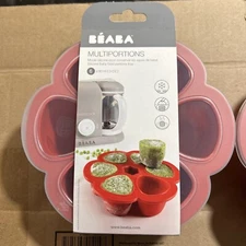 Beaba Multiportions Silicone Baby Food Tray Lot Of 2 Red