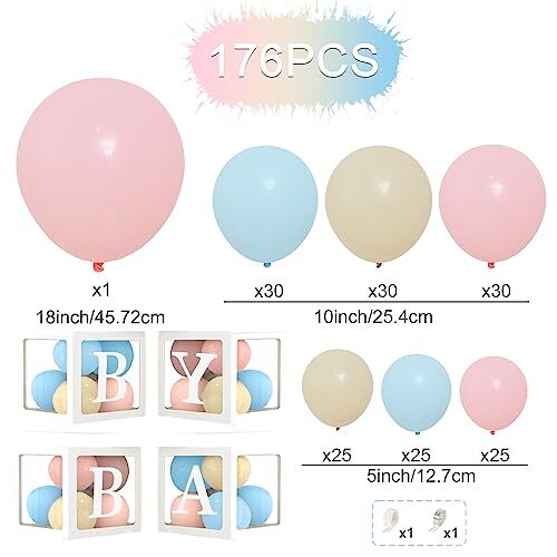 DIY Gender Reveal Party Decorations - 176pcs Pink and Blue Balloons Arch Kit,... - Picture 3 of 8