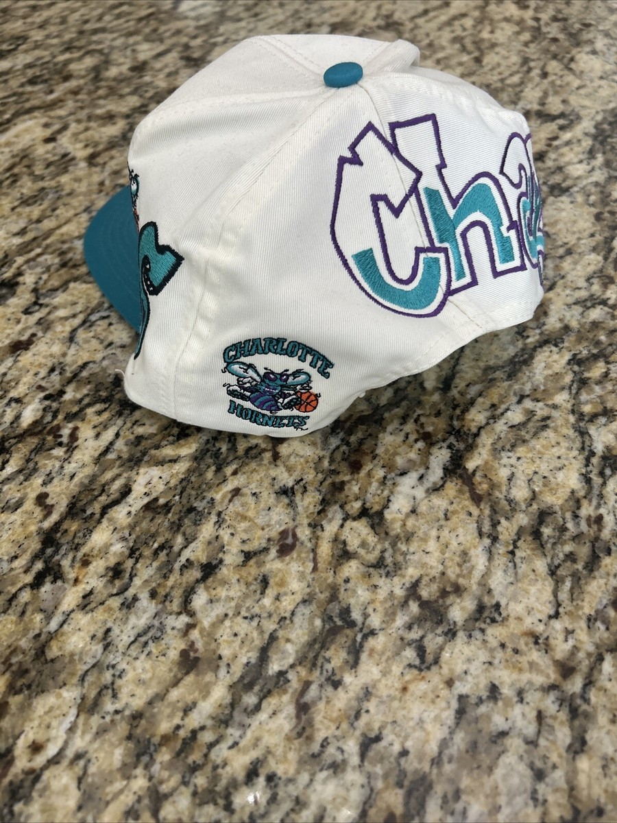 VINTAGE 90'S DREW PEARSON SNAPBACK HAT CHARLOTTE HORNETS