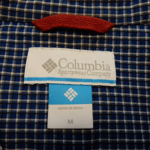 Columbia Mens Shirt Medium Blue Plaid Check Pocket Cotton Button Collared - Picture 4 of 11