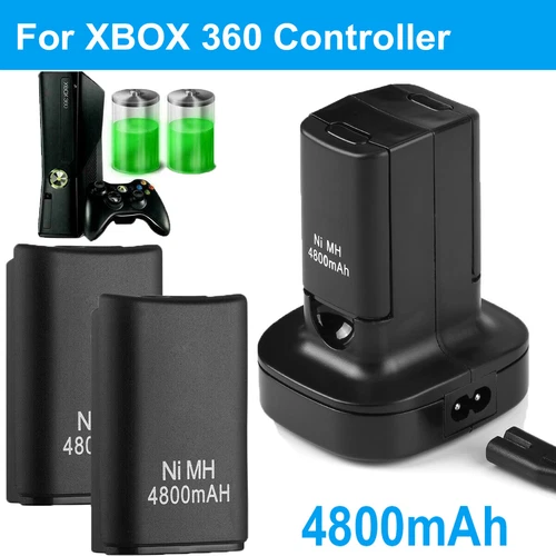 US Dual Charger Station Dock + 2pcs Rechargeable Battery for XBOX 360 Controller - Picture 1 of 11