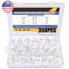 350Pcs Copper Core Nylon Terminal Closed End Crimp Cap 22-10 AWG Wire Connectors