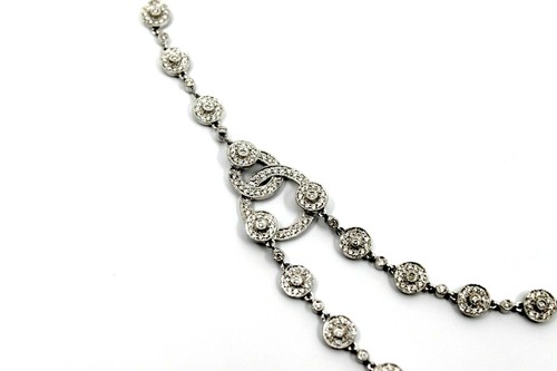 2 LAYERS TENNIS NECKLACE NATURAL DIAMOND 3. DTW IN 14k SOLID WHITE GOLD - Picture 8 of 11