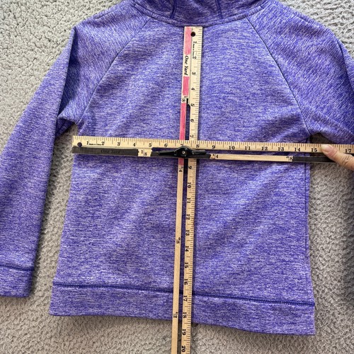 Under Armour Hoodie Girls Youth YMD Purple/ Pink Cold Gear Logo Kangaroo Pocket - Picture 8 of 10