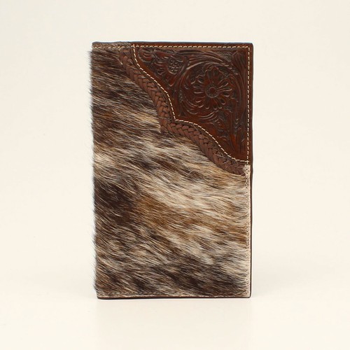M&F Western Nocona Men's Brown Rodeo Wallet Calf Hair Tooled Edge - 第 1/1 張圖片