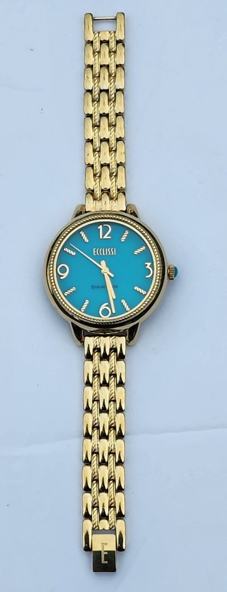Beautiful Gold tone Ecclissi watch Ecclissi Vintage Gold Tone Watch: Red Dial, White Leather  main image 2