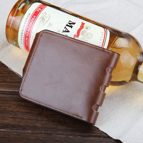 Men's Short Leather Bifold Wallets Cash Card Holder Small Purse Handbags Clutch - Picture 7 of 8