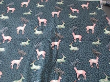 1 Yard New Cotton Fabric Dear Stella Pink & Green Deer & Antelope on Blue