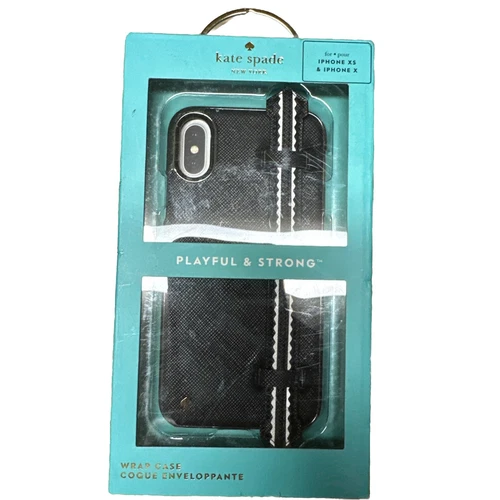 Kate Spade Wrap Case For iPhone XS/X Scallop Black Saffiano/Gold Saffiano - Picture 3 of 4