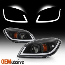 For 05-10 Cobalt 05-06 Pontiac Pursuit LED Light Bar Projector Black Headlights