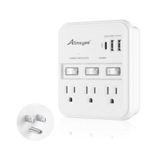 Wall Outlet Extender Surge Protector USB Power Strips with Individual Switche...