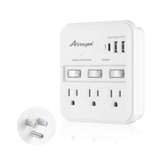 Wall Outlet Extender Surge Protector USB Power Strips with Individual Switche...