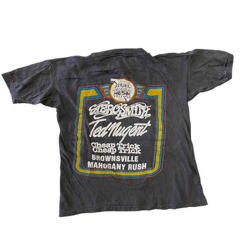 70s Florida World Music Festival Concert T-Shirt Aerosmi 1970s vintage concert t-shirt, vintage, single stitch, B+ condition