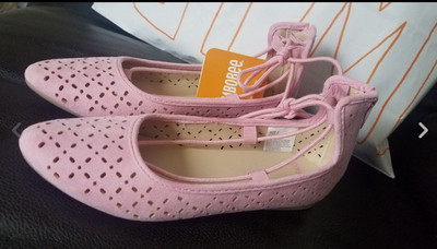 pink lace flats