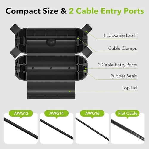 Cubierta de seguridad de cable de extensión exterior BN-LINK, carcasa de sello resistente a la intemperie IP44 - Imagen 5 de 7