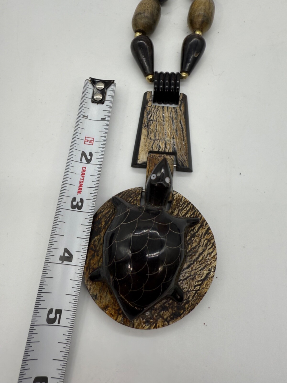 Turtle Chunky Beaded Statement Necklace Black Hoo… - image 3