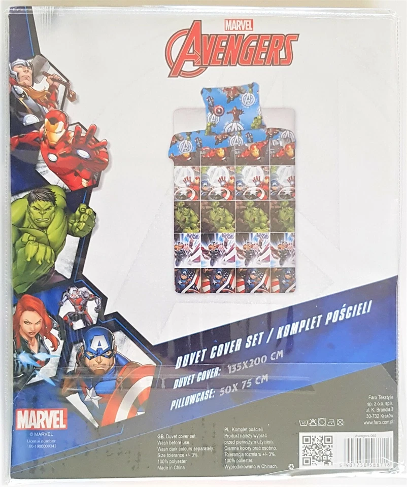 Licensed MARVEL AVENGERS 2 in 1 SINGLE Bed Quilt Cover Set HULK IRON MAN THOR - Image 2 of 4