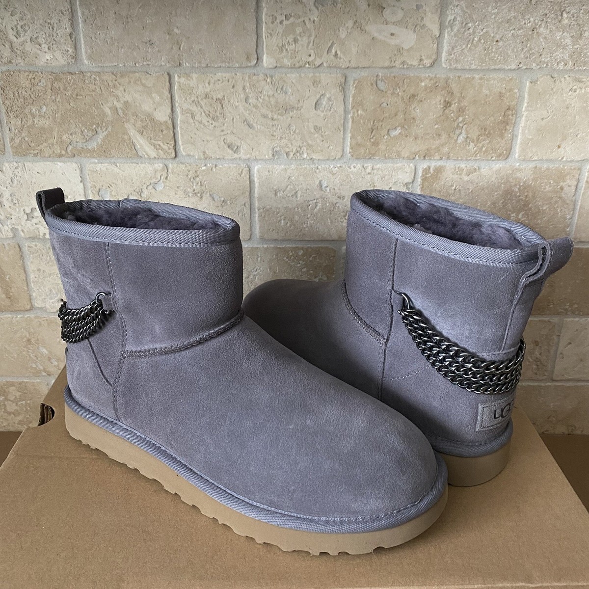 UGG Classic Mini Chain Shade Water-resistant Suede Ankle Boots