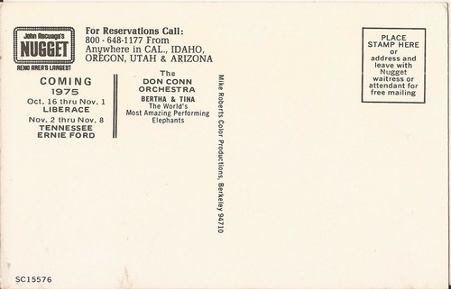 Reno, NEVADA - Golden Nugget Casino - Debbie Reynolds - 1975 - ADVERTISING - 第 2/2 張圖片