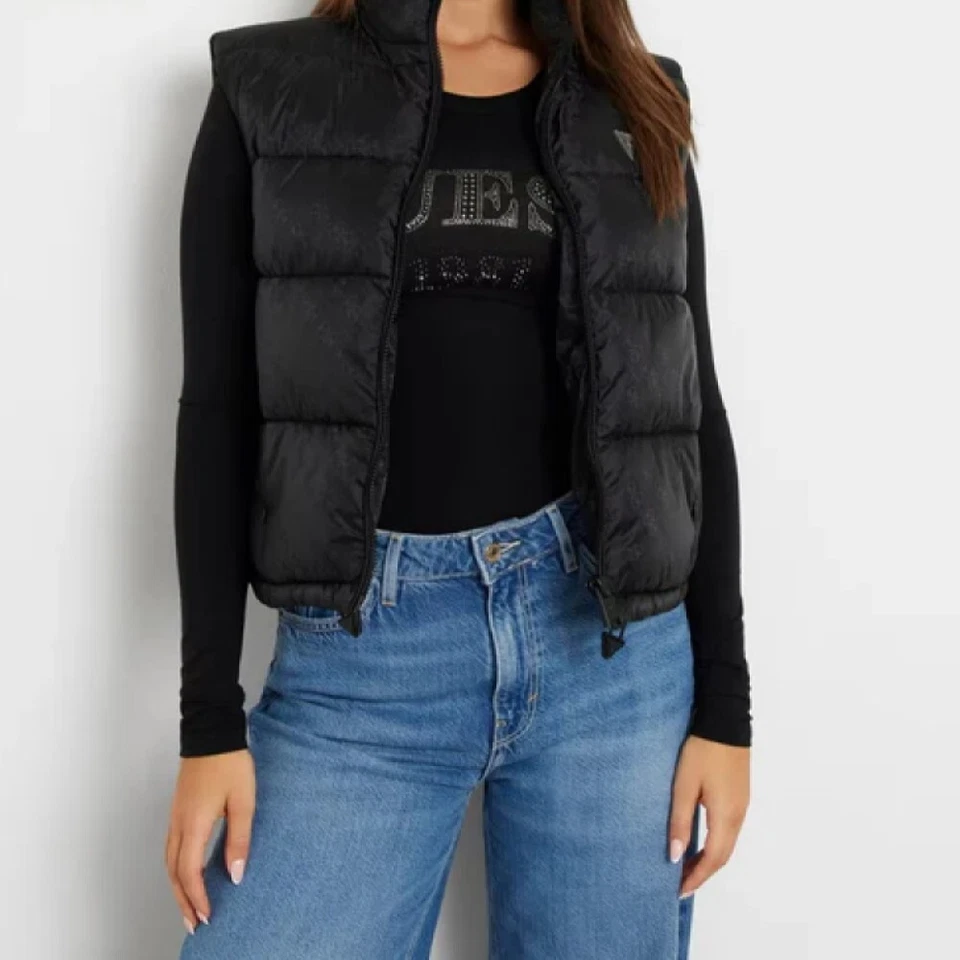 Chaleco Mujer Logo Allover GUESS W4YL15WGAL2 JBLK Negro - Imagen 2 de 4