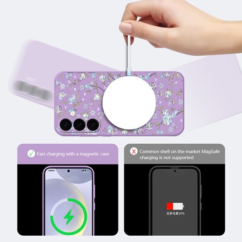 Etui Magnétique Pour Samsung S25 S24 S23 Ultra S22 S21 A35 A56 Flower Soft Cover - Picture 9 of 18