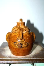vicki miller face jug , pottery, folk art 6''x5''