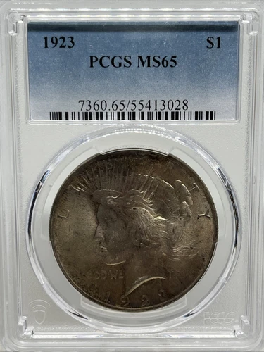 1923 $1 Peace Dollar PCGS Grade MS65 Beautiful Coin