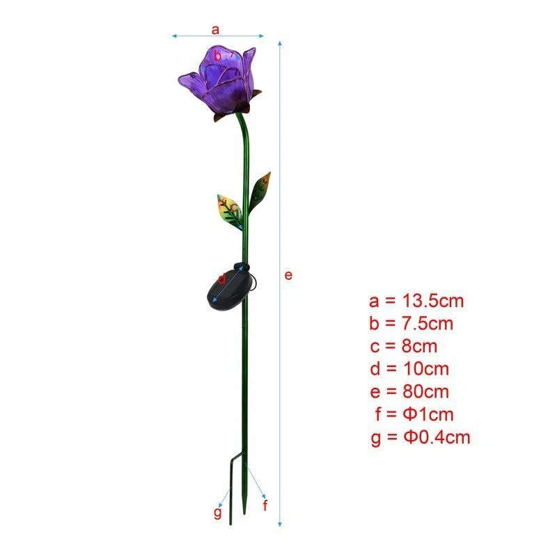 30.3 in Purple Flower Solar Powered Glass Garden Stakes 4 Pcs Rust Resistant Hot - Image 4 of 4