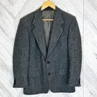 Vintage Harris Tweed Blazer Sport Coat Jacket Mens Size 36 Short Gray 100% Wool