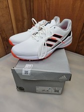 Adidas ZG23 Golf Shoes White / Silver Metallic / Solar Red Size 11.5 Men s