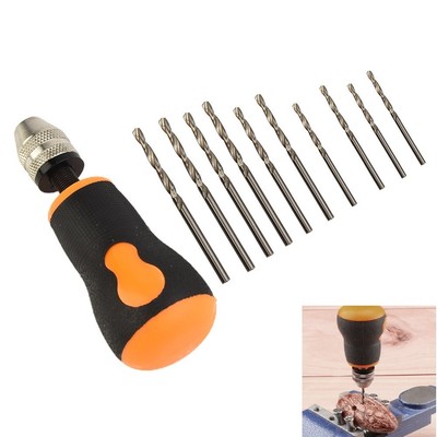 Mini Portable Small Hand Drill+10x Drill Bits Tool 0.8-3.0mm Hot Sale Reliable~