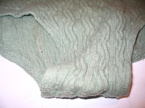 Vintage 1940s 50s Jantzen Mens Wool Knit Bathing Suit Aqua Color w Yellow Belt 2 - Picture 2 of 7