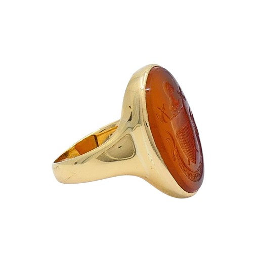 Antique Carnelian Intaglio 18k Gold Signet Ring - Picture 4 of 9