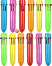 12 bolígrafos multicolor 10 en 1, bolígrafos navideños retráctiles de 0,5 mm